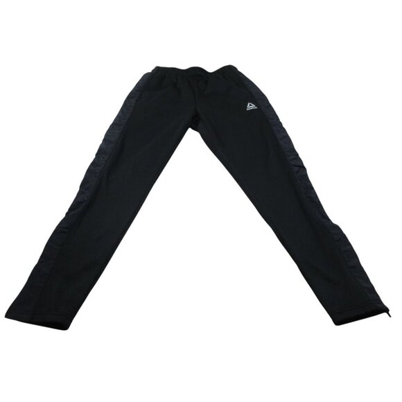 Reebok Sweatpants Mens Medium Black Pockets Fleece Lined Ankle Zip Drawstring - Picture 1 of 9